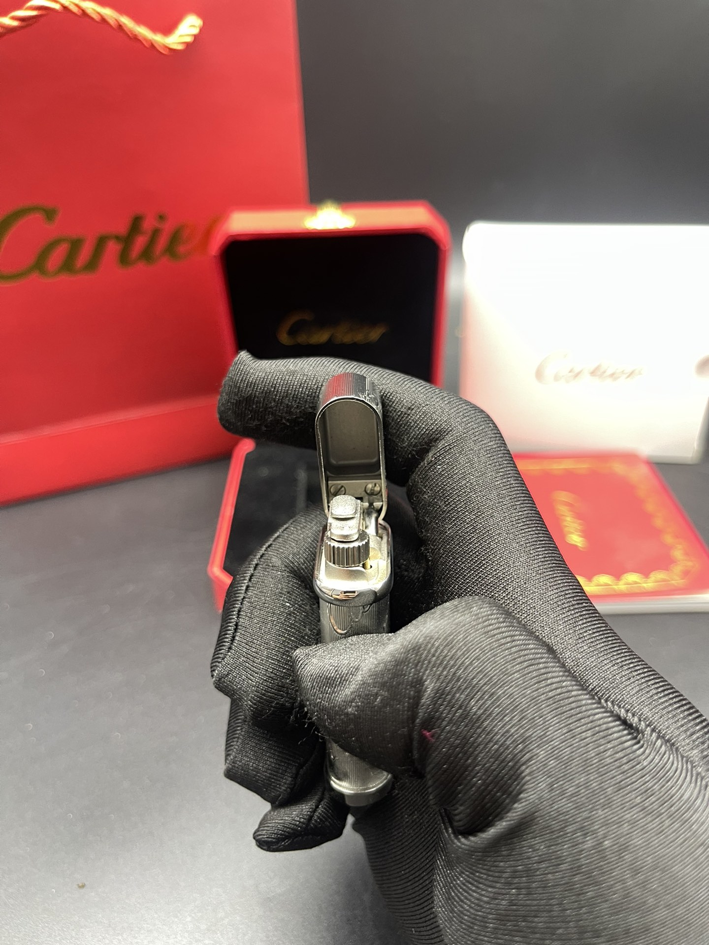 Cartier Lighter Silver Signature Engraving Edition With Gift Box