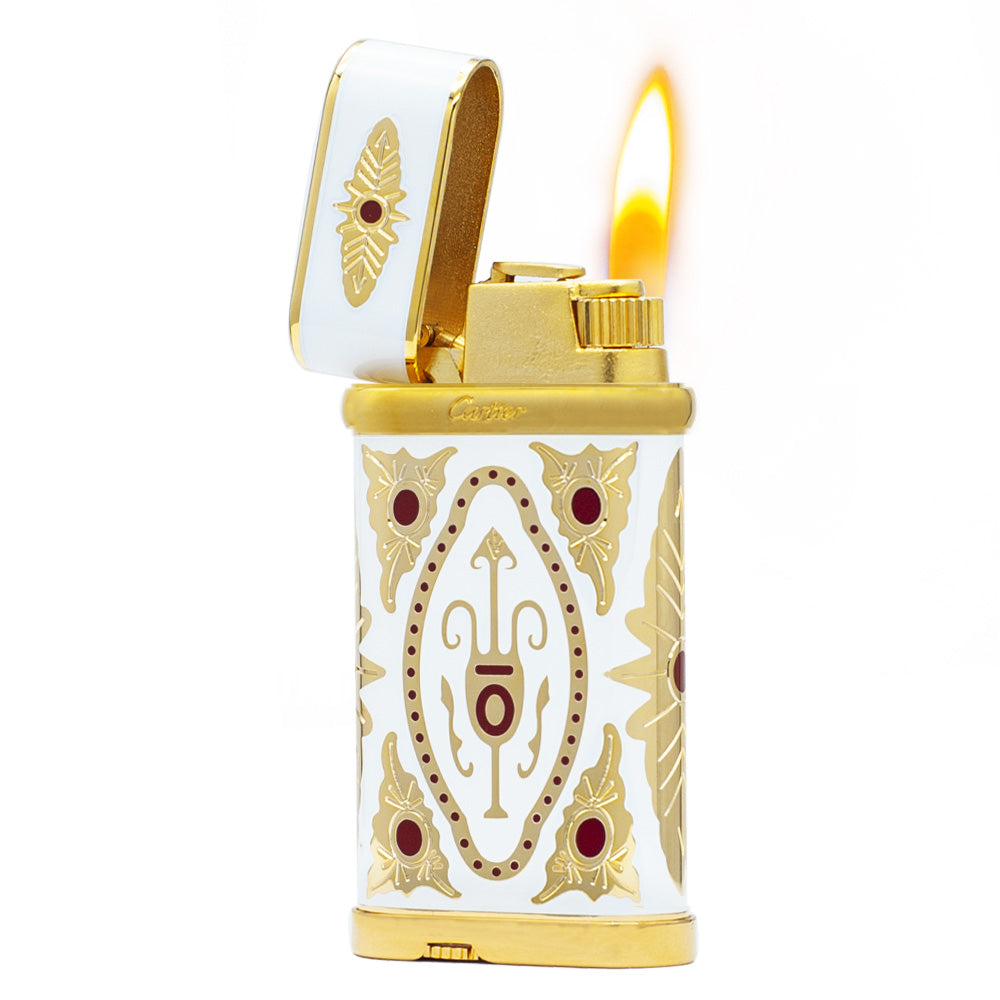 Cartier Men's White Gold-Plated Patterned Lighter - Detail View