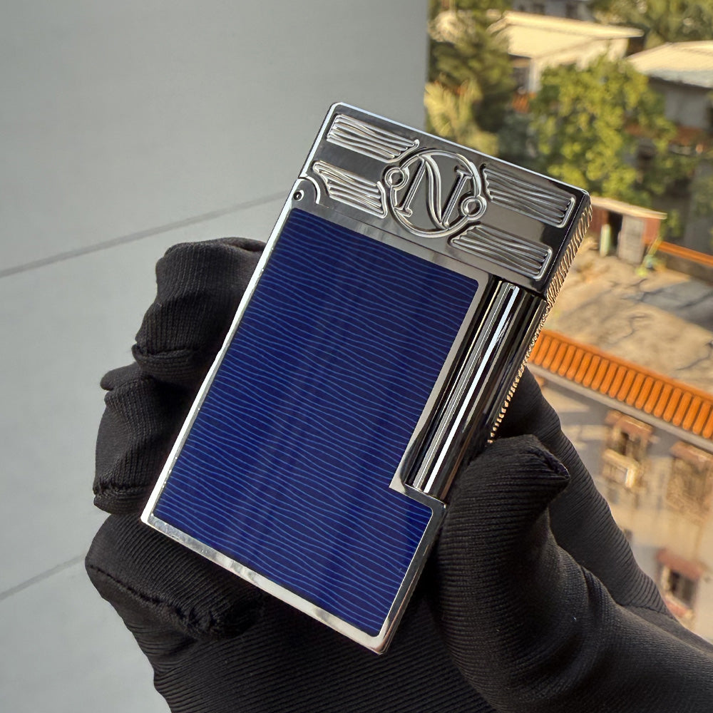 S.T. Dupont Ligne2 Blue Gulf Stream Lacquered Lighter - Back View