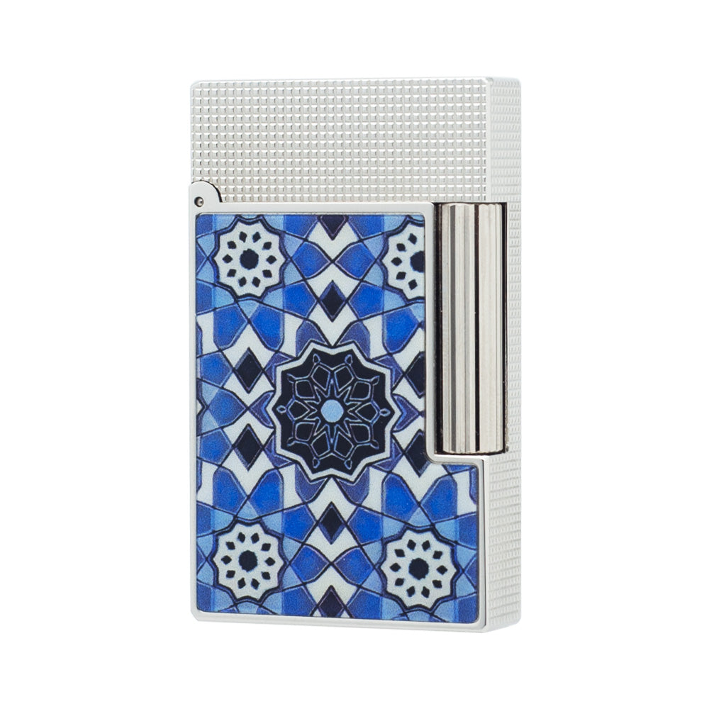 Double Flame S.T. Dupont Ligne 2 Alhambra Collection Blue Mosaic Lighter