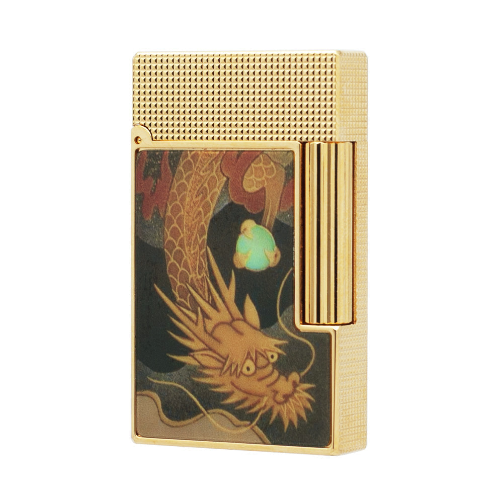 Double Flame S.T. Dupont Ligne 2 Maki-e Dragon Lacquered Lighter