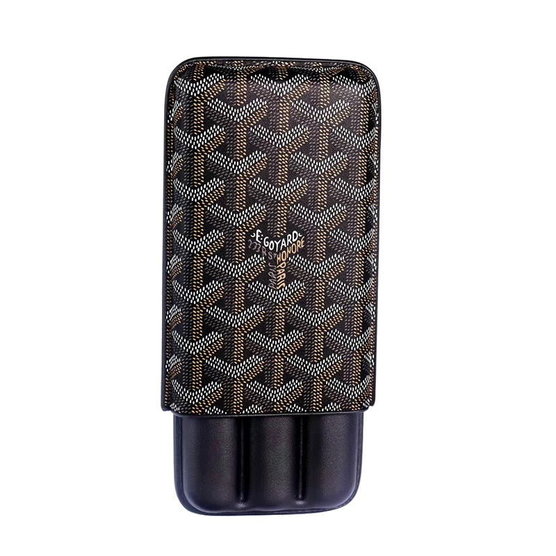 Goyard Luxury Cigar Case with Slot Holder - Black · Three - Back View