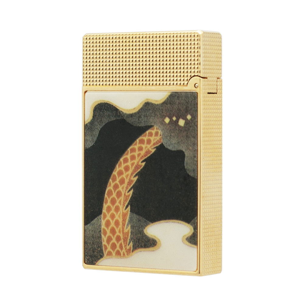 Double Flame S.T. Dupont Ligne 2 Maki-e Dragon Lacquered Lighter - Side View
