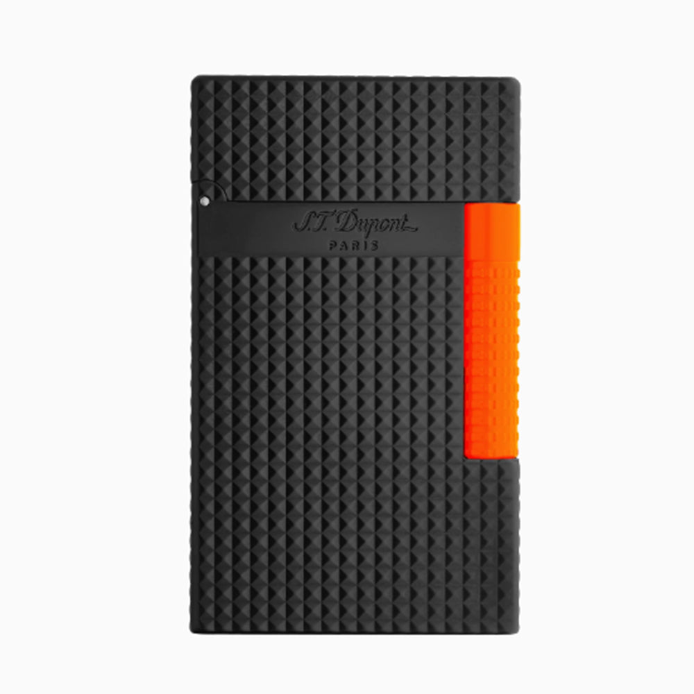 S.T. Dupont Lighter - Le Grand Dupont Diamond head Lighter - Neon Orange · Single Soft Flame - Detail View