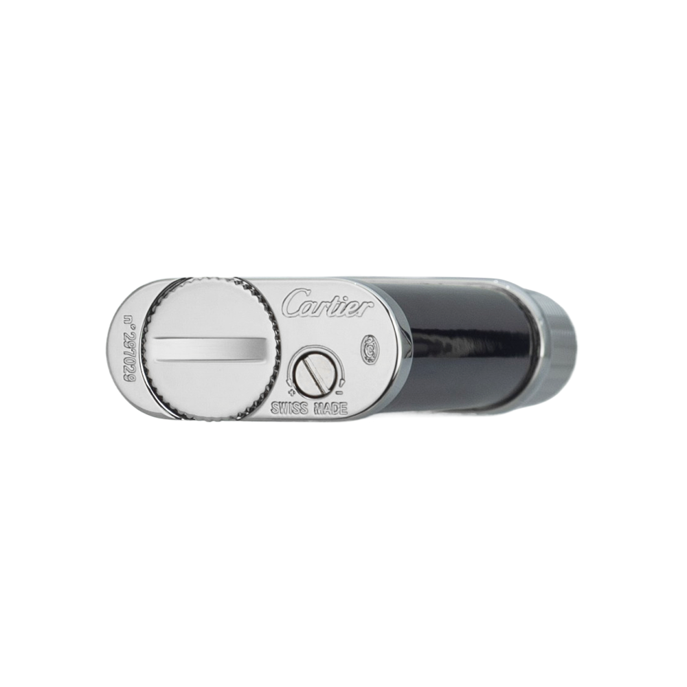 Cartier Lighter Black Lacquer Finish with Silver - Close-up