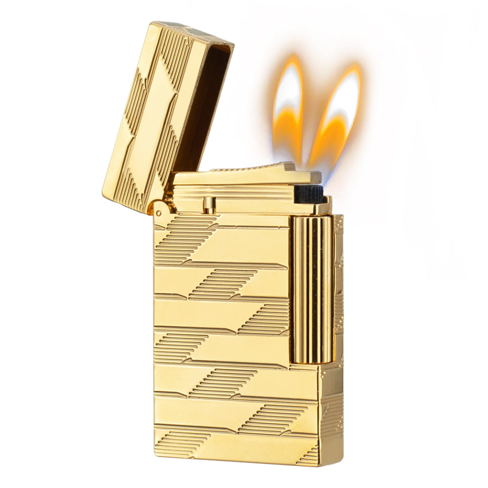 S.T. Dupont Ligne 2 Monogram Guilloche Lighter - Gold · Double Soft Flame - View 12