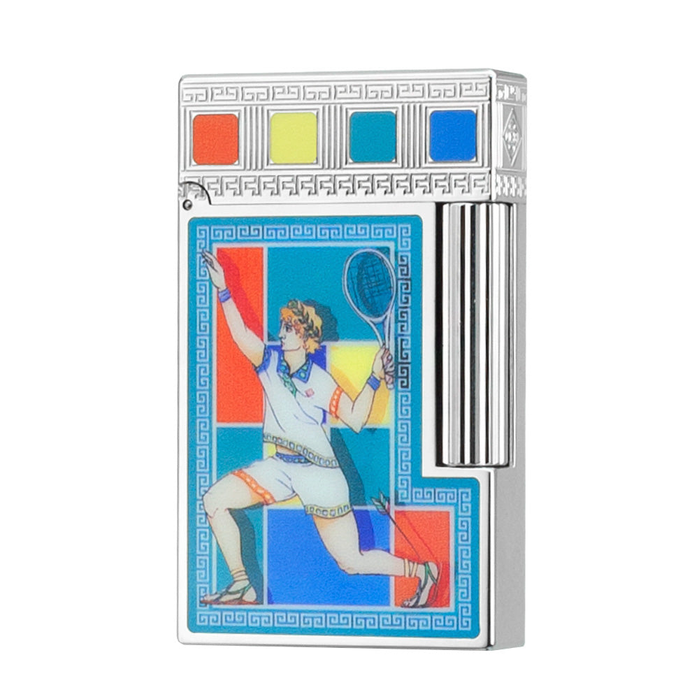 Double Flames S.T. Dupont Ligne 2 Casablanca Multicolor Mosaic Lighter - Silver - Angle View
