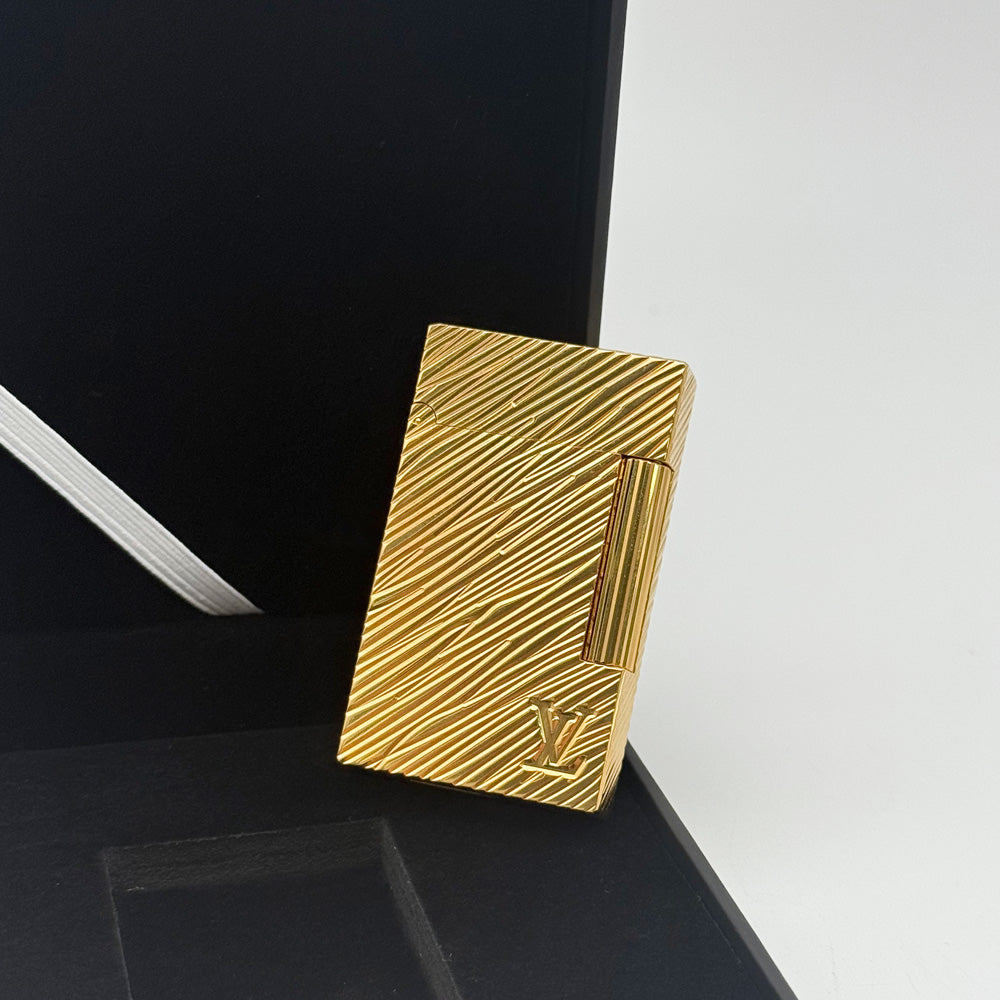 S.T. Dupont Ligne2 Brass Lighter Luxury Gold Collectible - Angle View