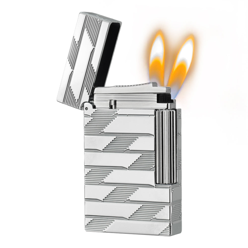 S.T. Dupont Ligne 2 Monogram Guilloche Lighter - Silver · Double Soft Flame - View 18