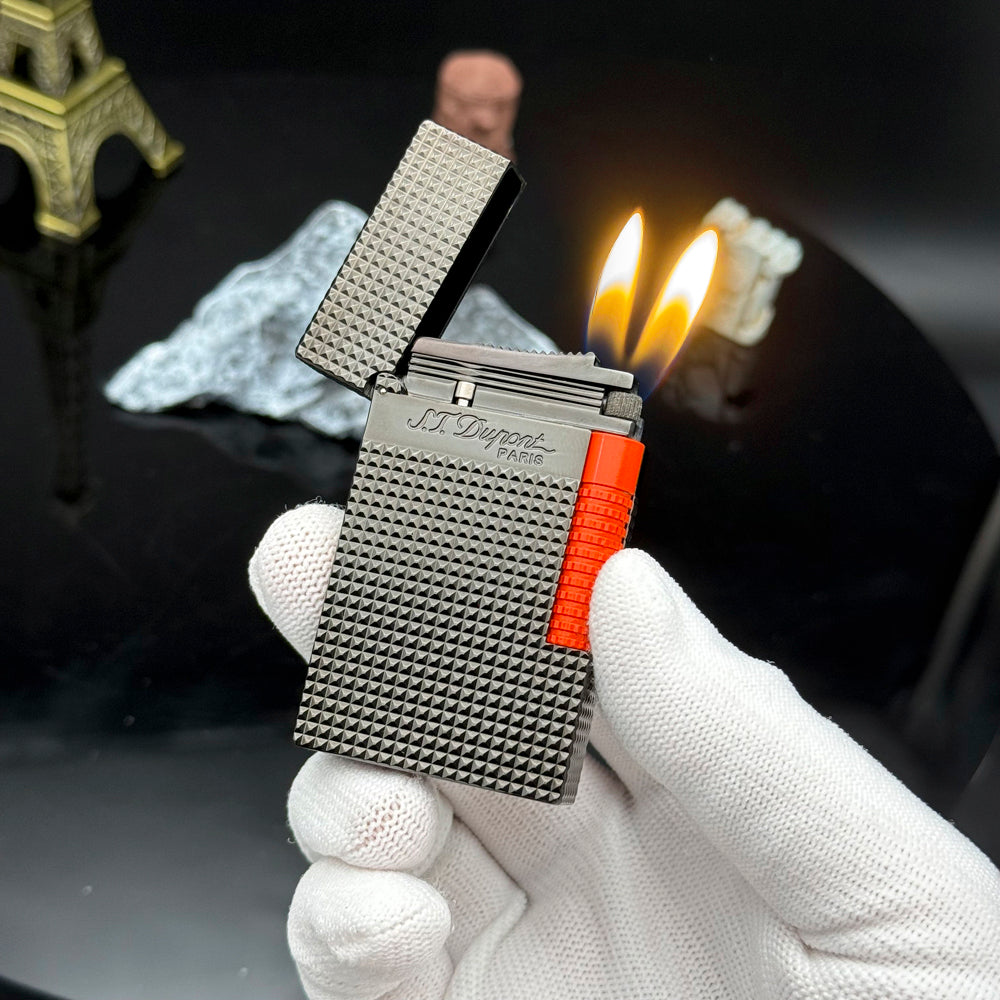 S.T. Dupont Lighter - Le Grand Dupont Diamond head Lighter - Neon Orange · Double Soft Flame - View 9