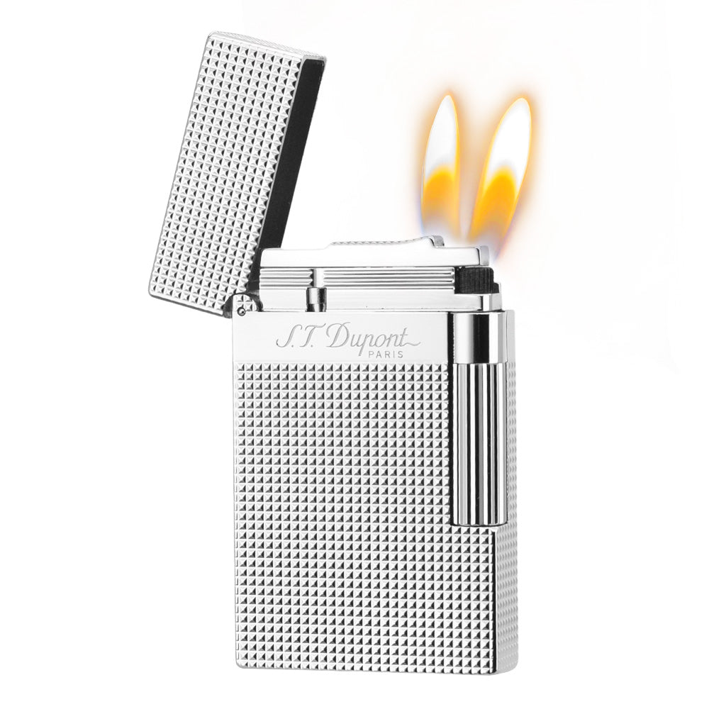 New Lattice Wide Edge S.T Dupont Ligne 2 Lighter - Silver · Double Soft Flame - View 19