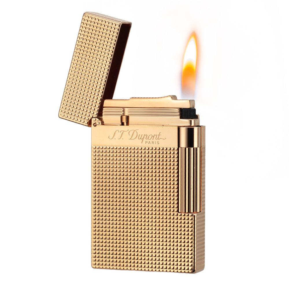 New Lattice Wide Edge S.T Dupont Ligne 2 Lighter - Rose Gold · Single Soft Flame - View 12