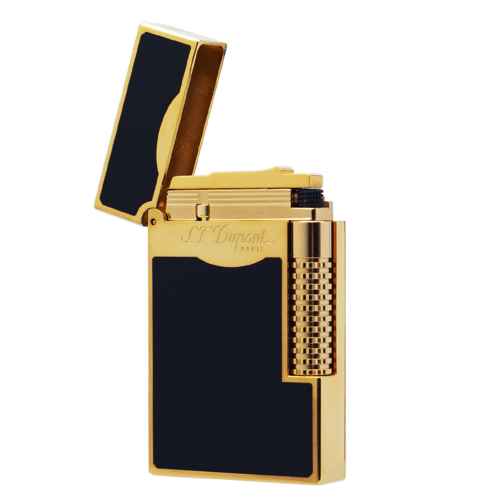 New Dial Wheel Black Classic Paint S.T. Dupont Lighter #128 Black & Blue - Detail View