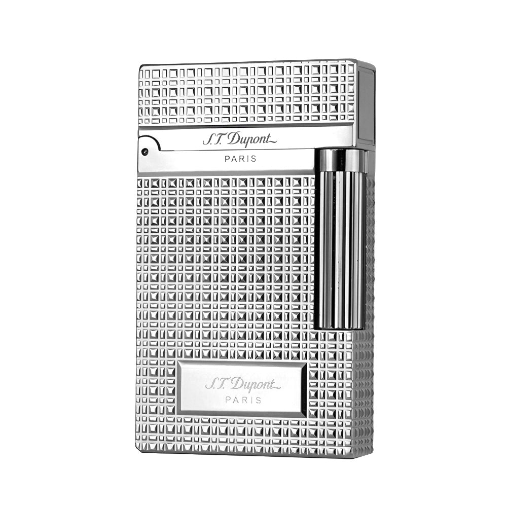 ST Dupont Cigarette Lighter Ping Lighters with Lattice Engraved - Silver - Close-up
