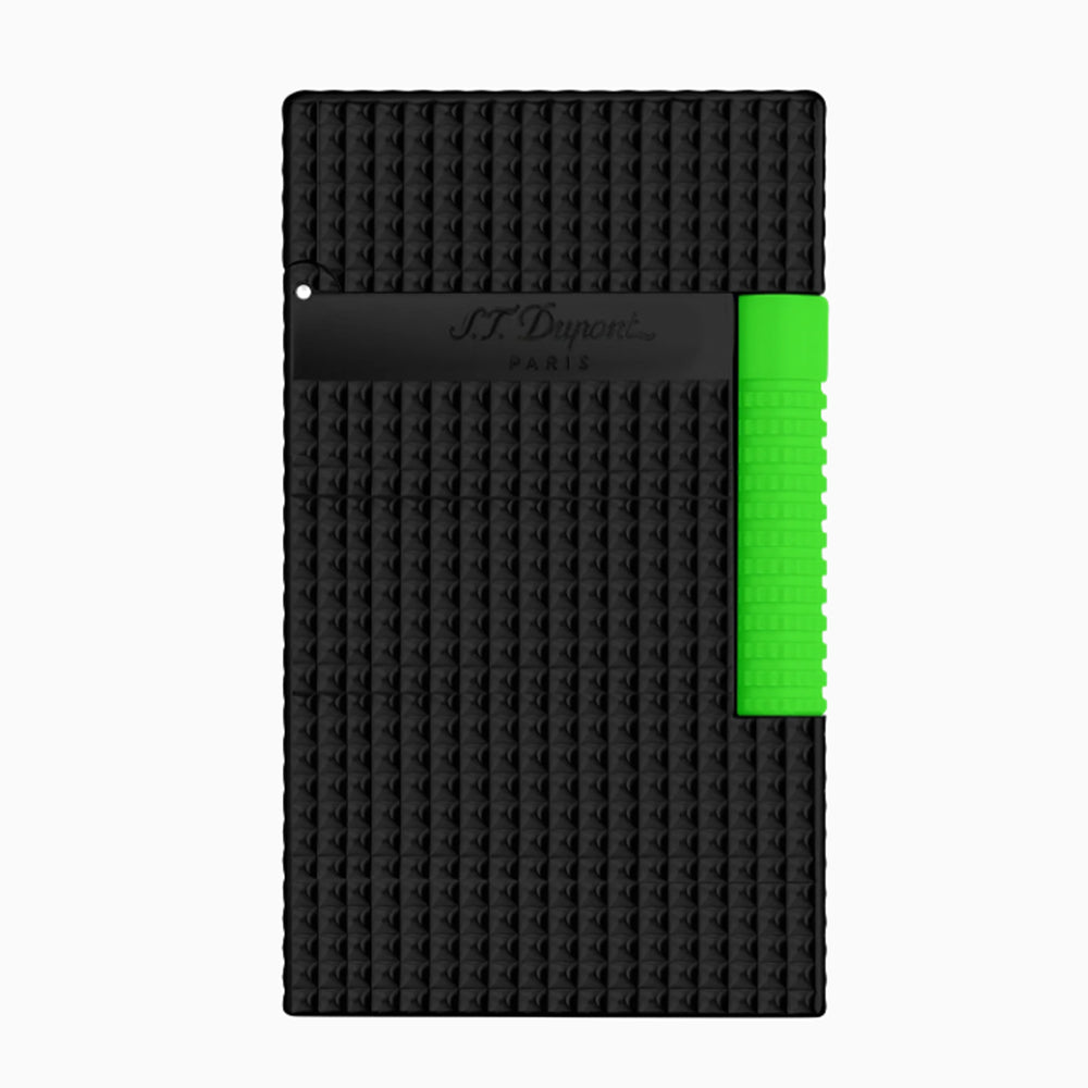 S.T. Dupont Lighter - Le Grand Dupont Diamond head Lighter - Neon Green · Single Soft Flame - Front View