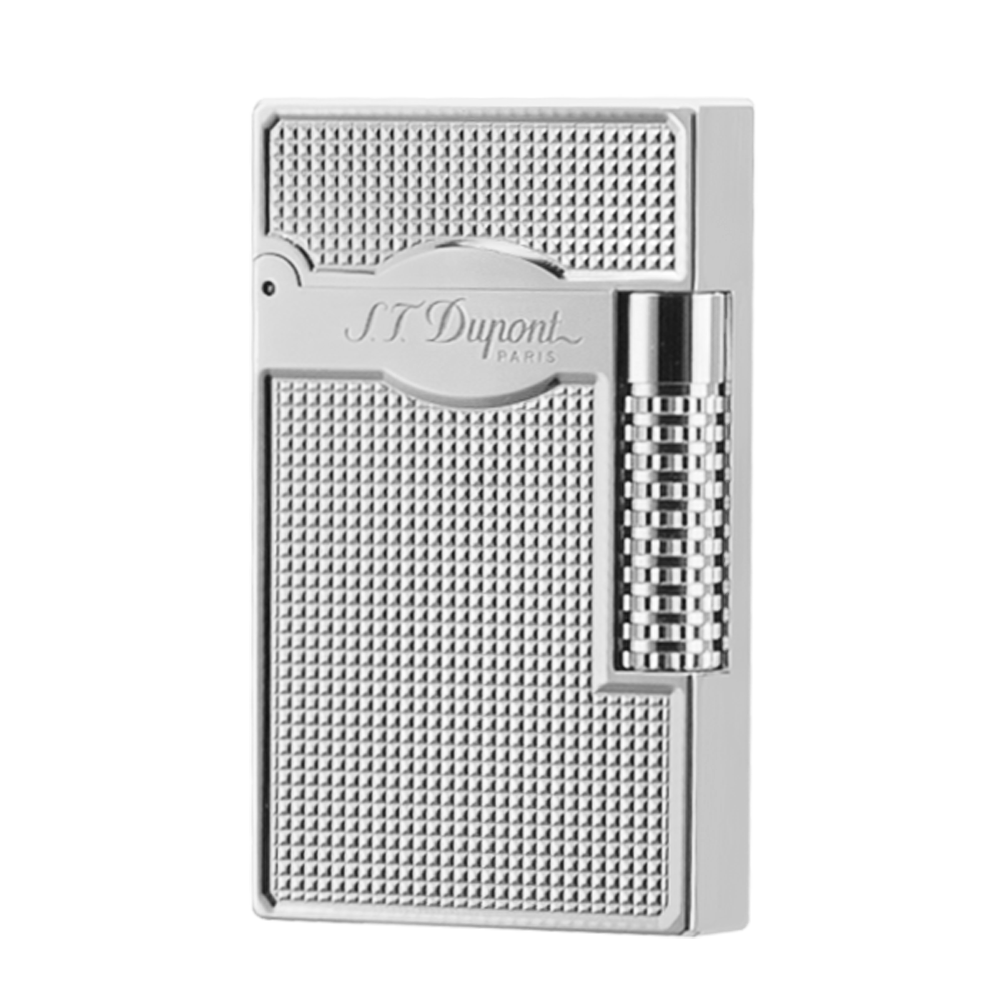 NEW Dense Small Lattice Dupont Lighter L2 Ping Sound - Silver - Angle View