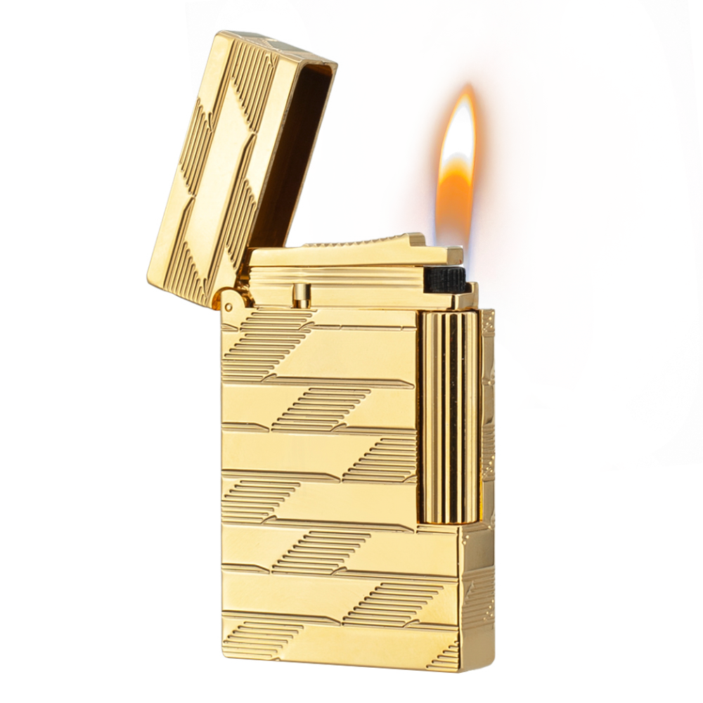 S.T. Dupont Ligne 2 Monogram Guilloche Lighter - Gold · Single Soft Flame - View 11