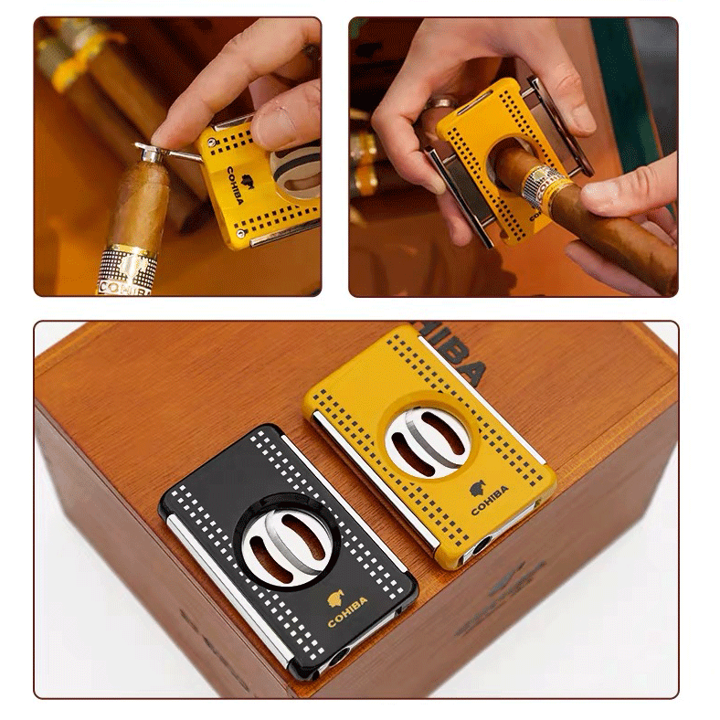 GUEVARA Portable Double Blade Cigar Cutter | Premium Guillotine Cutter with Gift Box