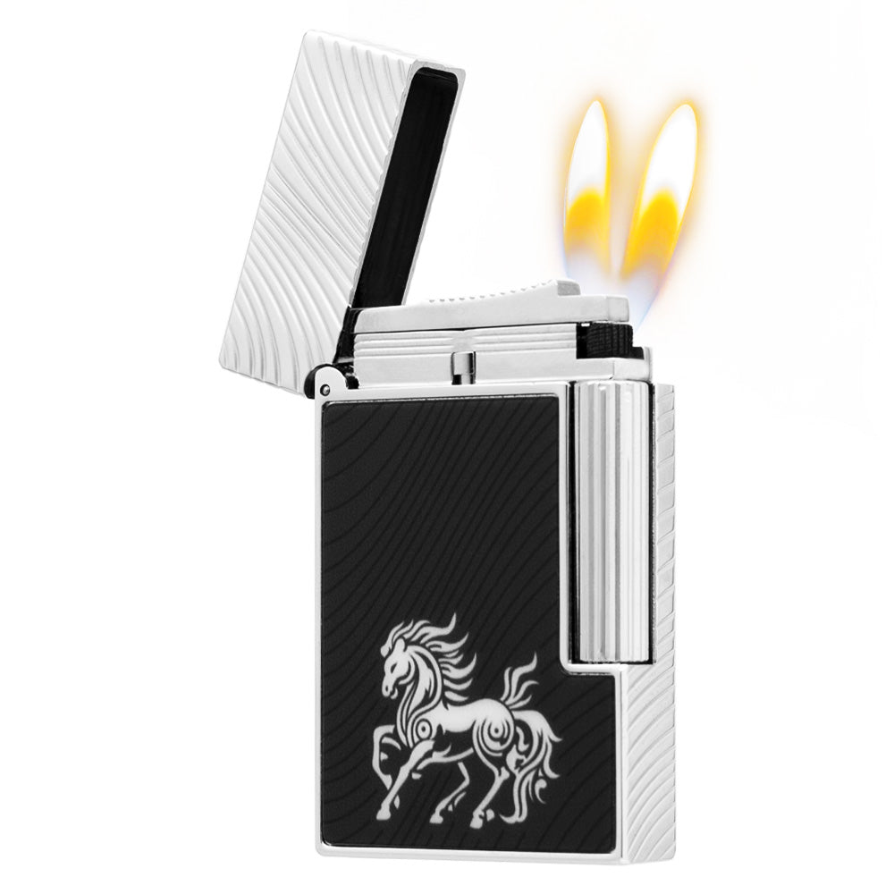Double Flame S.T. Dupont Ligne 2 Horse mane guilloche Lighter - View 7