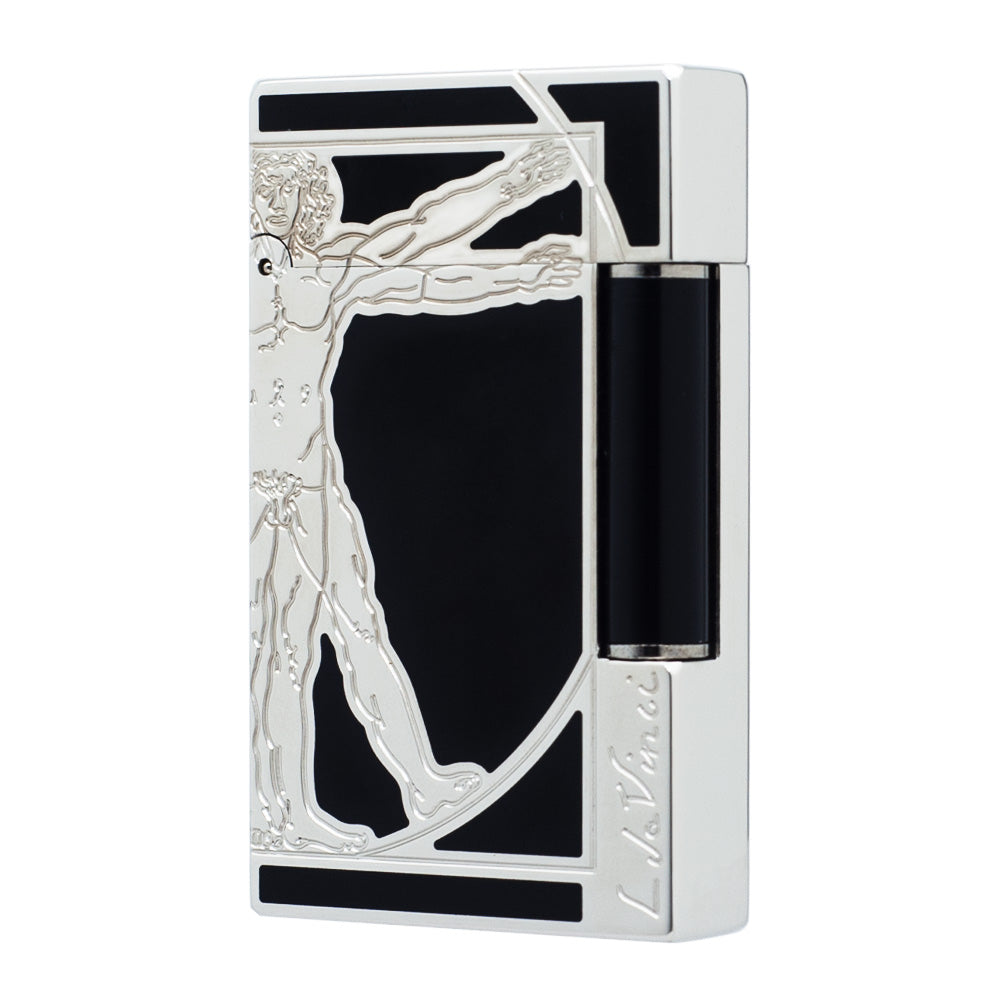 S.T. Dupont Lighter Uomo vitruviano Da Vinci Man Pattern - Black with Silver - View 7
