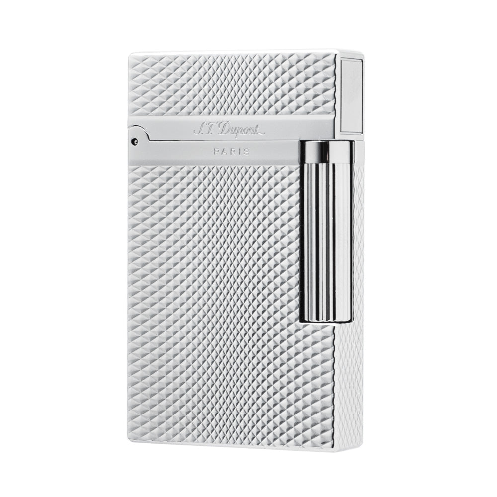 S.T Dupont Vintage Lighter Ligne 2 Diamond Carving - Silver - Angle View