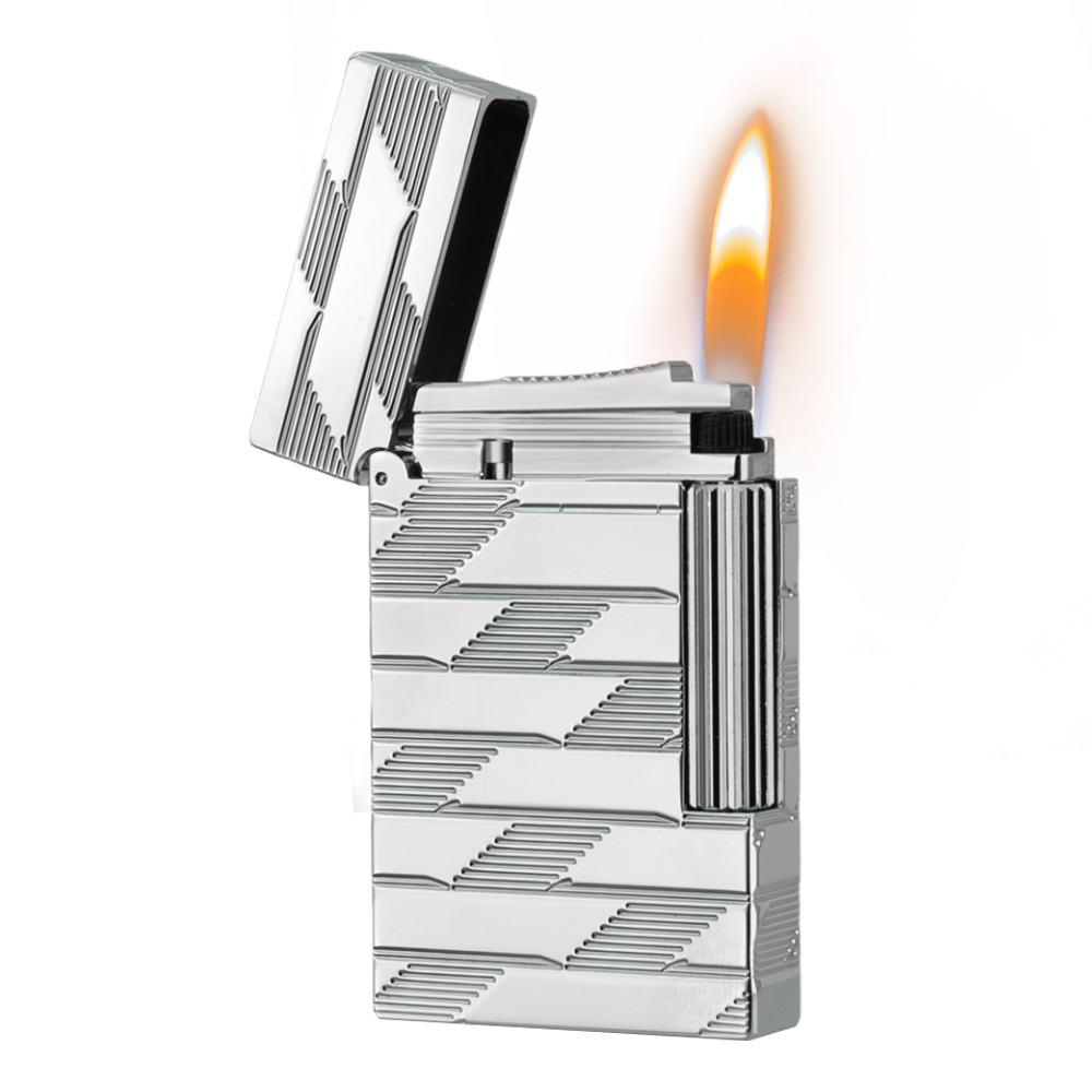 S.T. Dupont Ligne 2 Monogram Guilloche Lighter - Silver · Single Soft Flame - View 17
