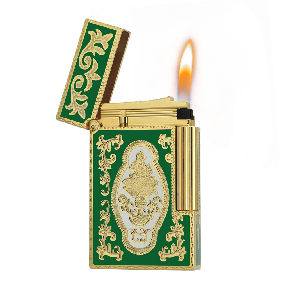 S.T. Dupont Ligne 2 Firework Green Enamel Luxury Lighter - Detail View