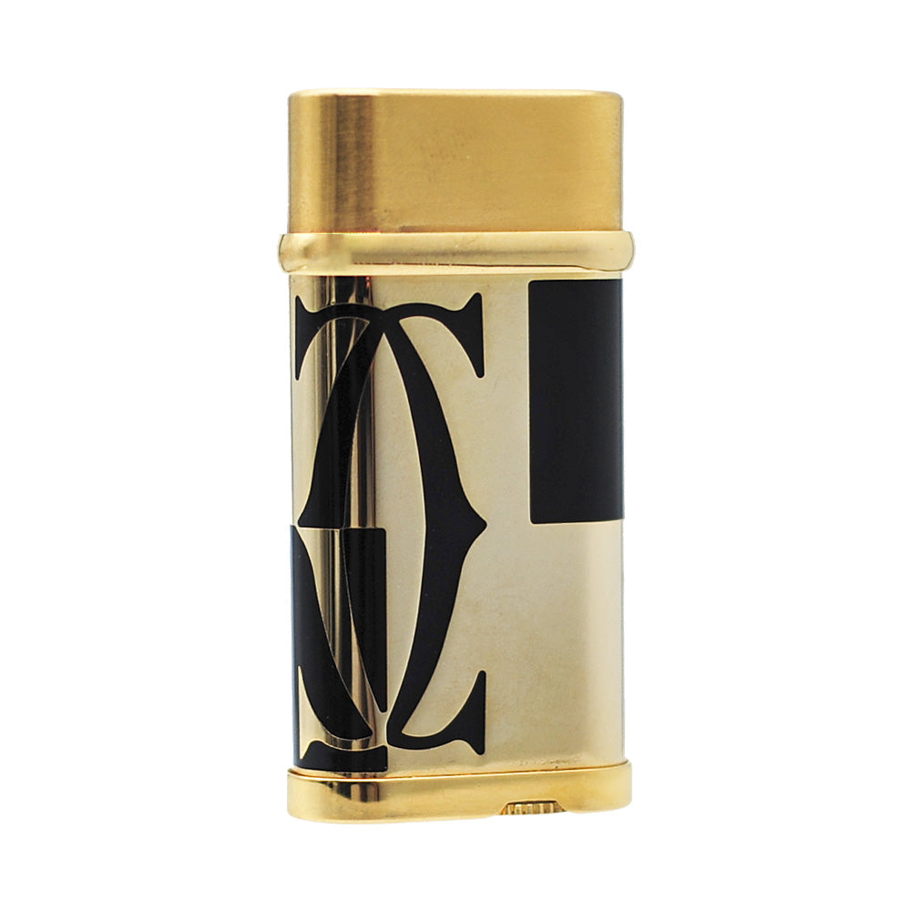 Cartier LOGOTYPE MOTIF Cigarette Lighter Black Lacquer Pink Gold - Side View
