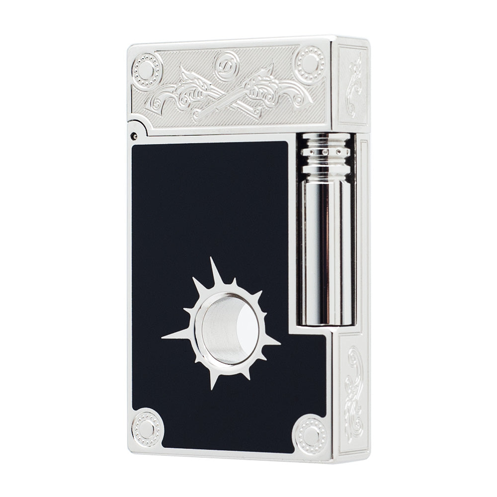 S.T Dupont Ligne 2 Muzzle Hole Paint Lighter - Silver - Angle View