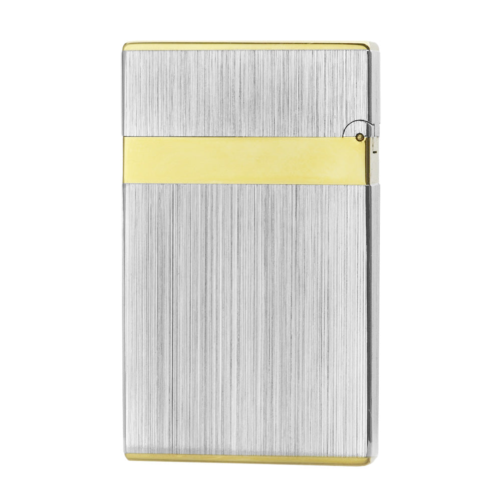 NEW Wide Brass Brushed S.T.Dupont Metal Lighter - Side View