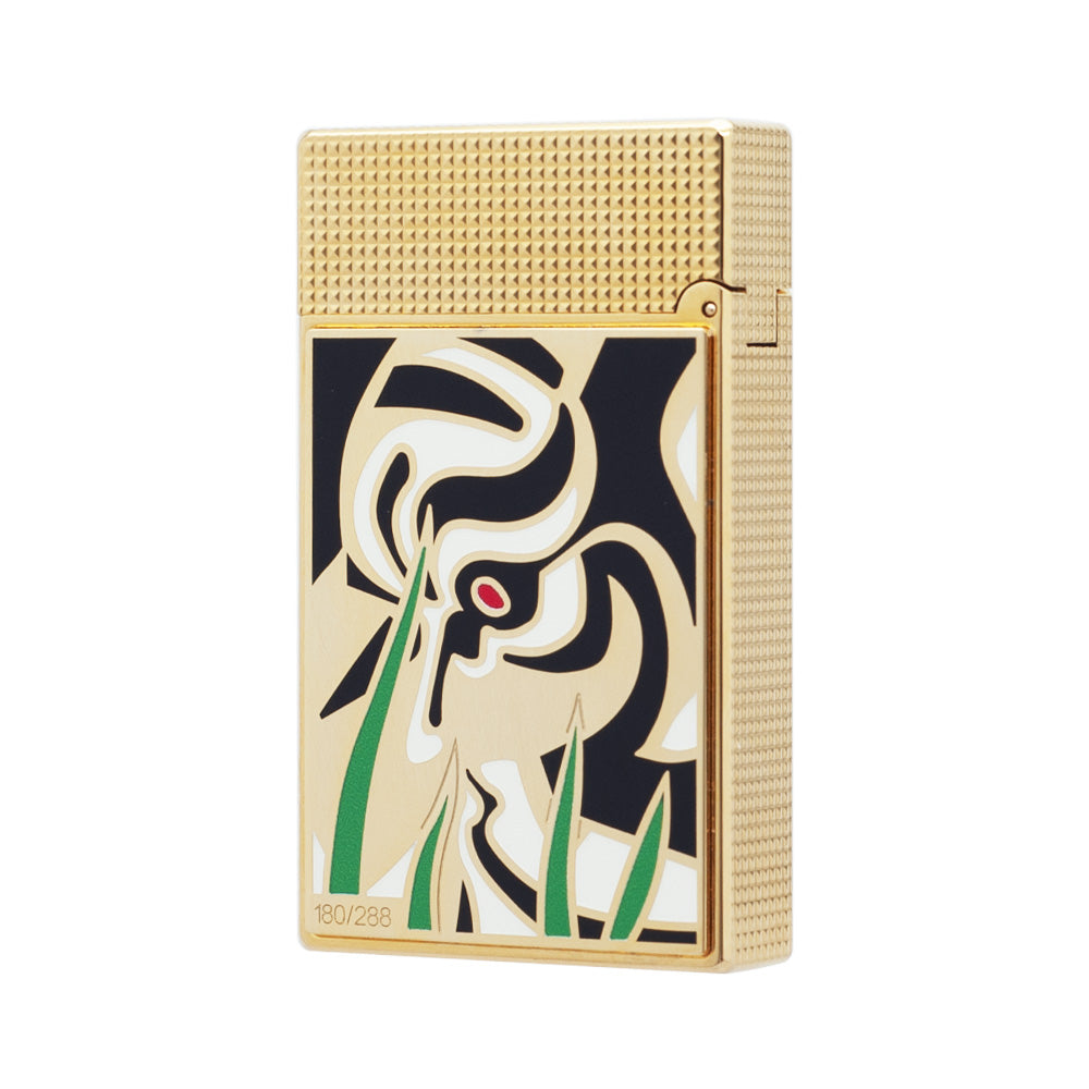 S.T. Dupont Ligne 2 Eye of the Tiger Edition Golden Lighter - Side View