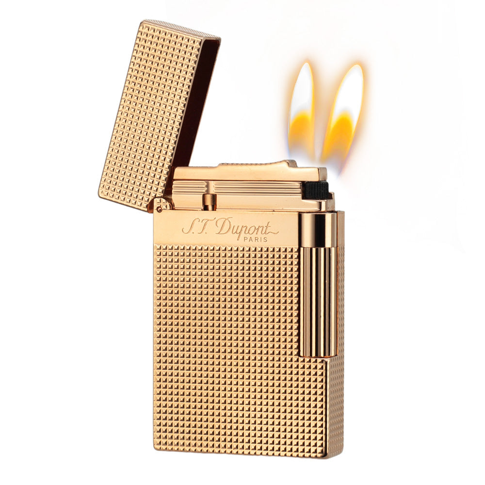 New Lattice Wide Edge S.T Dupont Ligne 2 Lighter - Rose Gold · Double Soft Flame - View 13