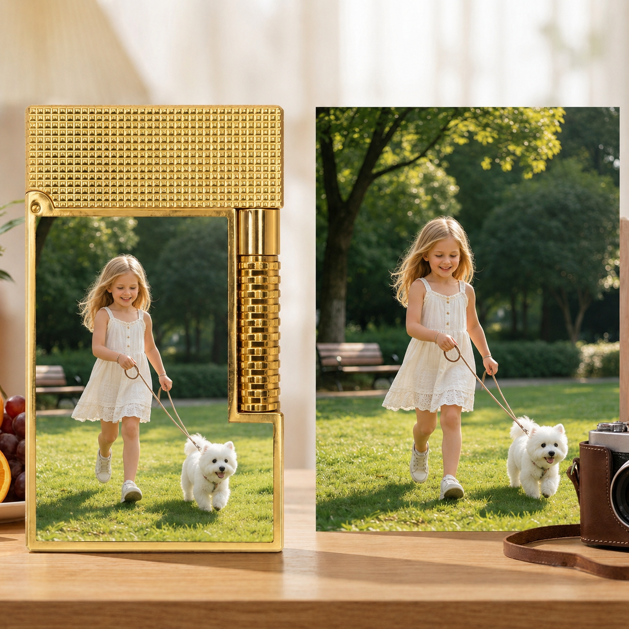 Gold Horizontal Roller Personalized Butane Lighter | Custom Photo Edition