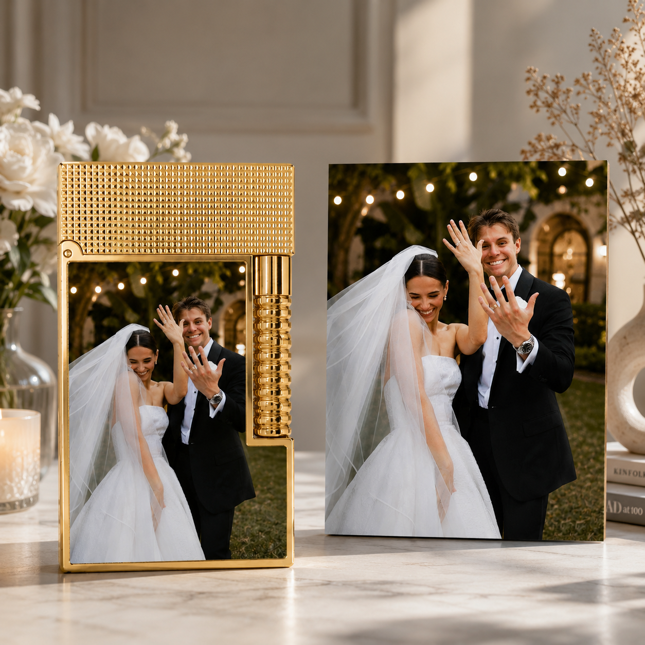 Gold Horizontal Roller Personalized Butane Lighter | Custom Photo Edition