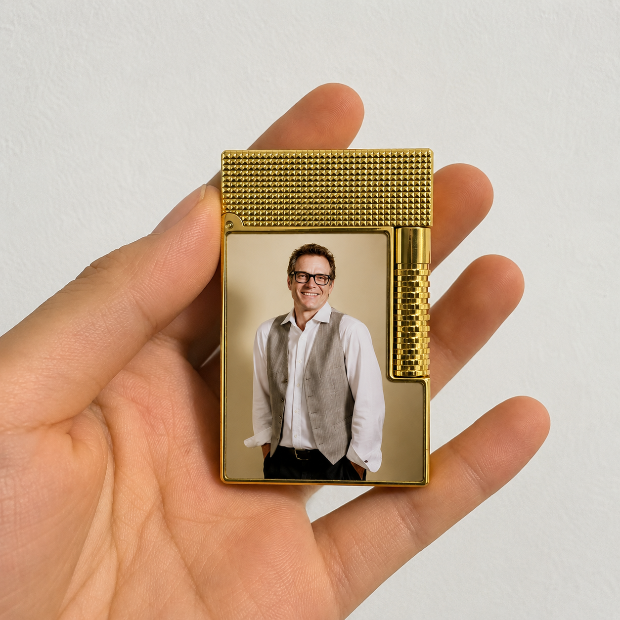 Gold Horizontal Roller Personalized Butane Lighter | Custom Photo Edition