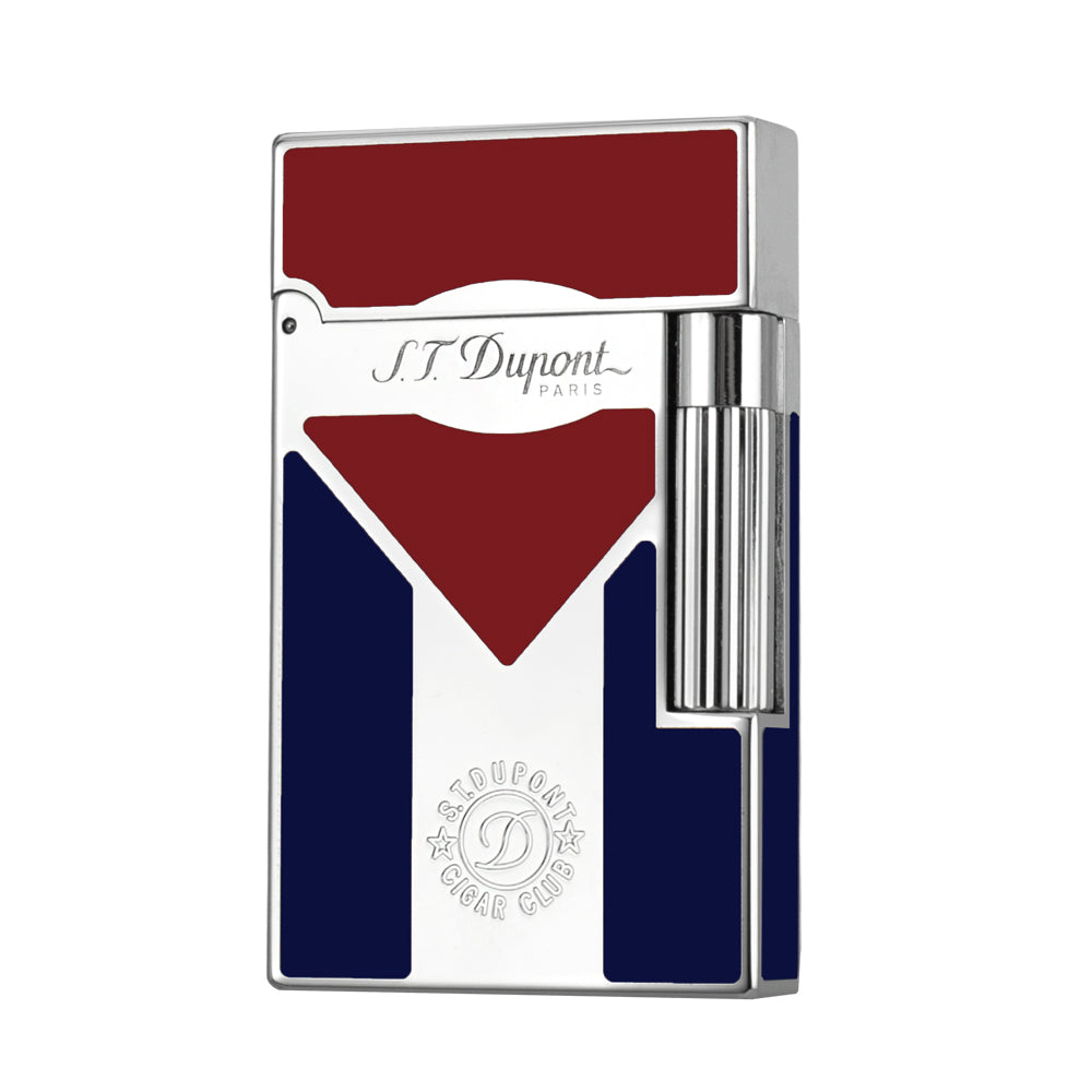 Cuba Flag Lacquer S.T. Dupont Lighter New Model - Silver - Front View