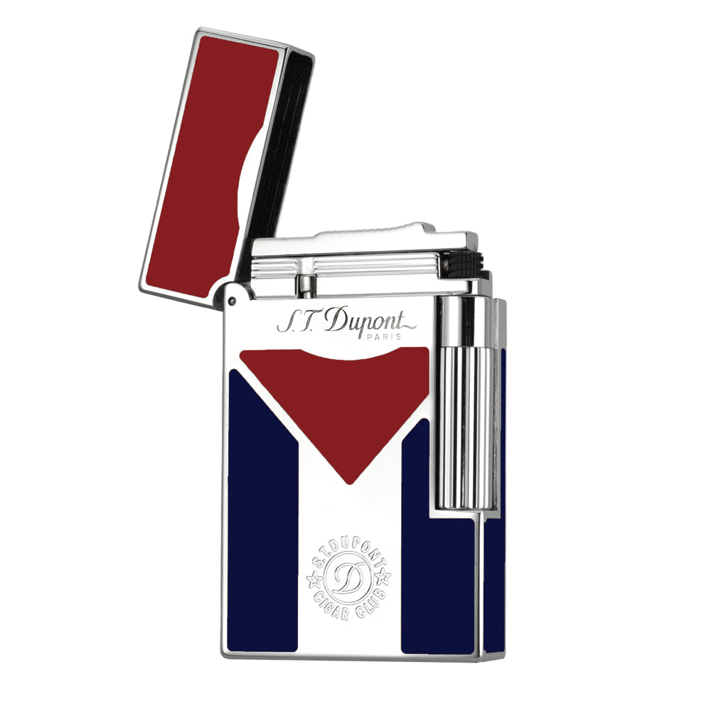 Cuba Flag Lacquer S.T. Dupont Lighter New Model - Detail View