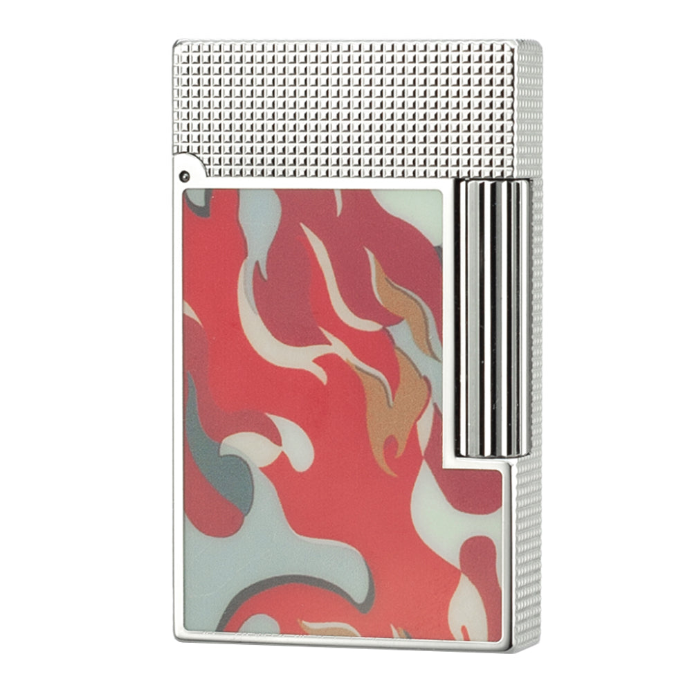 S.T. Dupont Ligne 2 Camo Guilloche Cling Flame Lighter - Red Silver - View 8