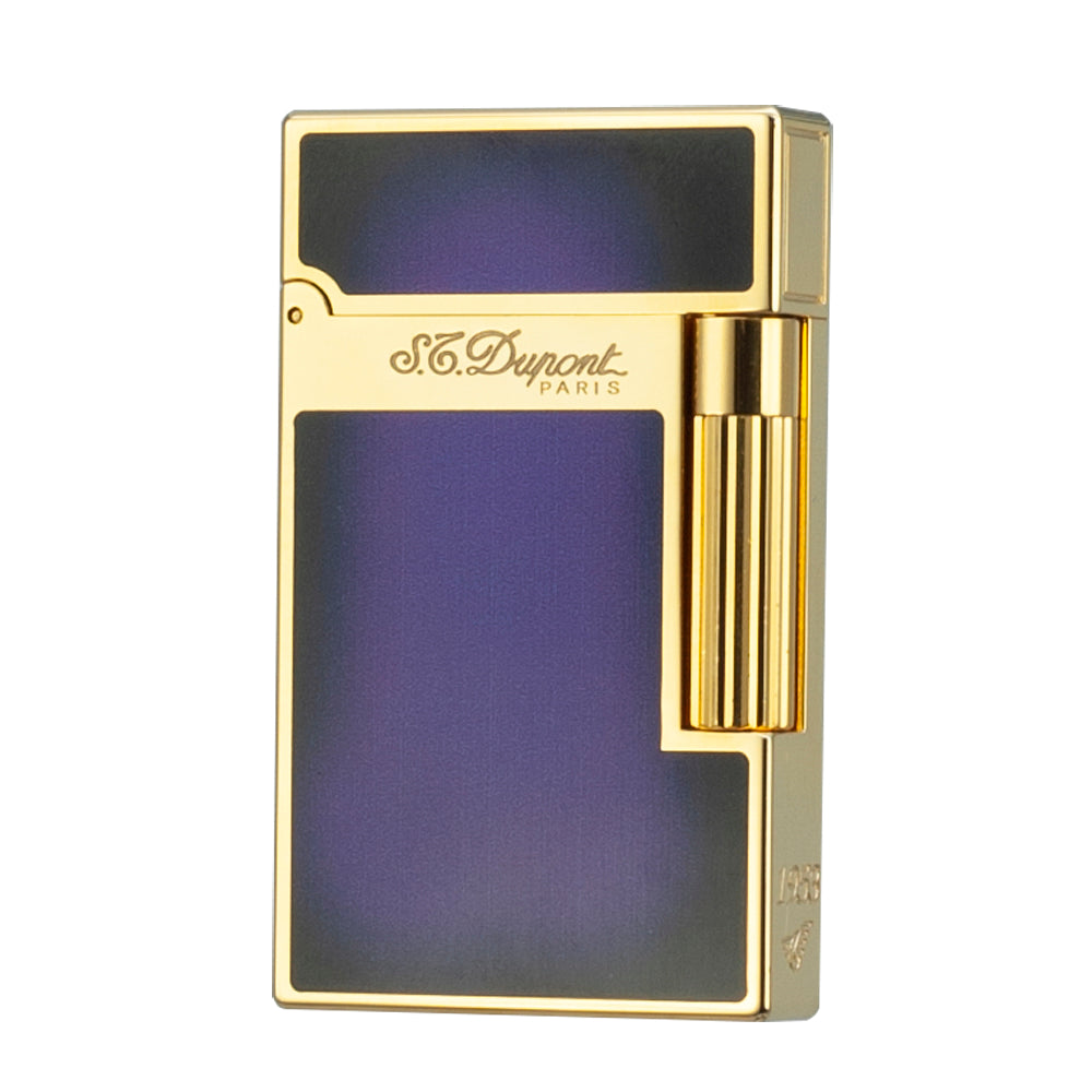 S.T. Dupont Ligne 2 Atelier Purple-Black Chinese Lacquer Lighter - Purple-Black with Gold - Front View