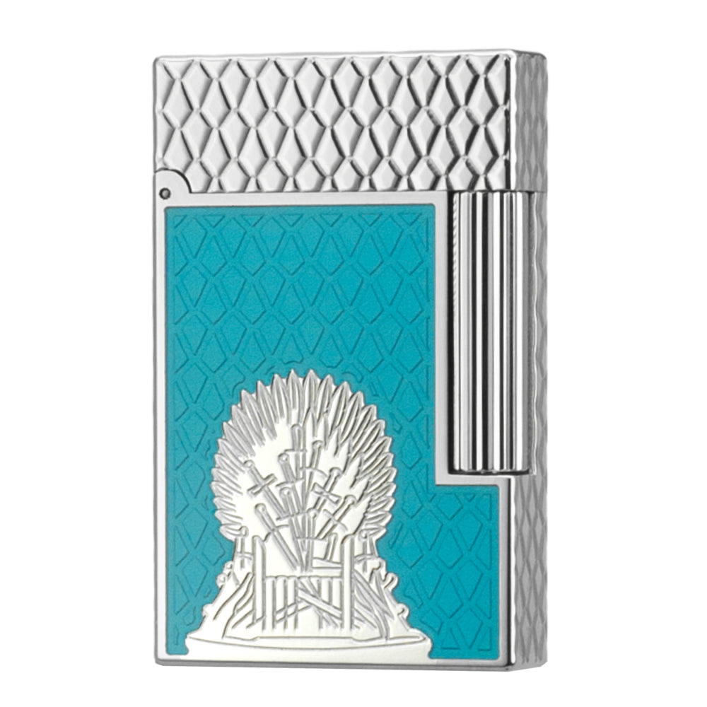 Double Flames S.T. Dupont Ligne 2 Game of Thrones Lighter – Fire Orange with Dragon Scale Design - Blue Silver - View 11