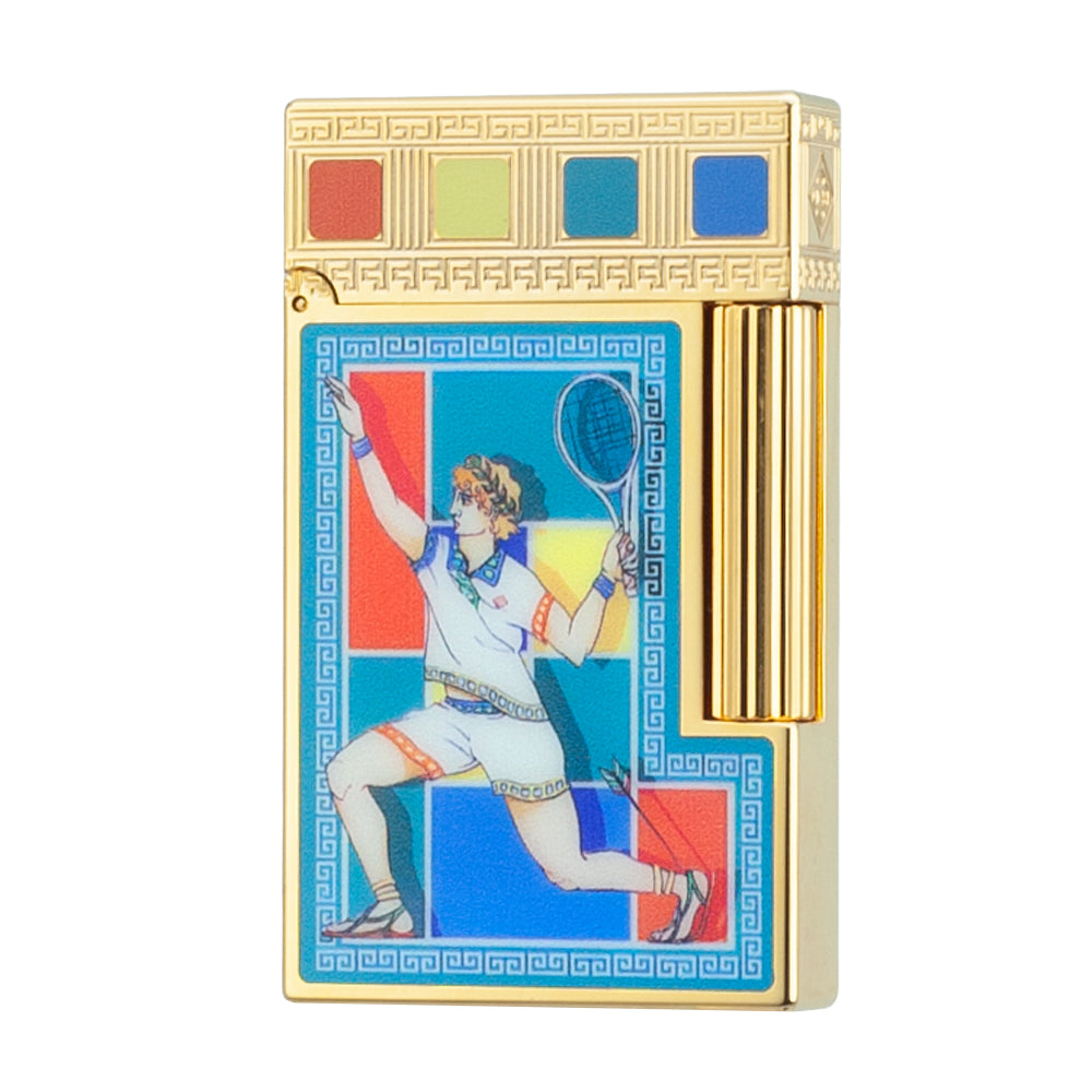 Double Flames S.T. Dupont Ligne 2 Casablanca Multicolor Mosaic Lighter - Gold - Front View
