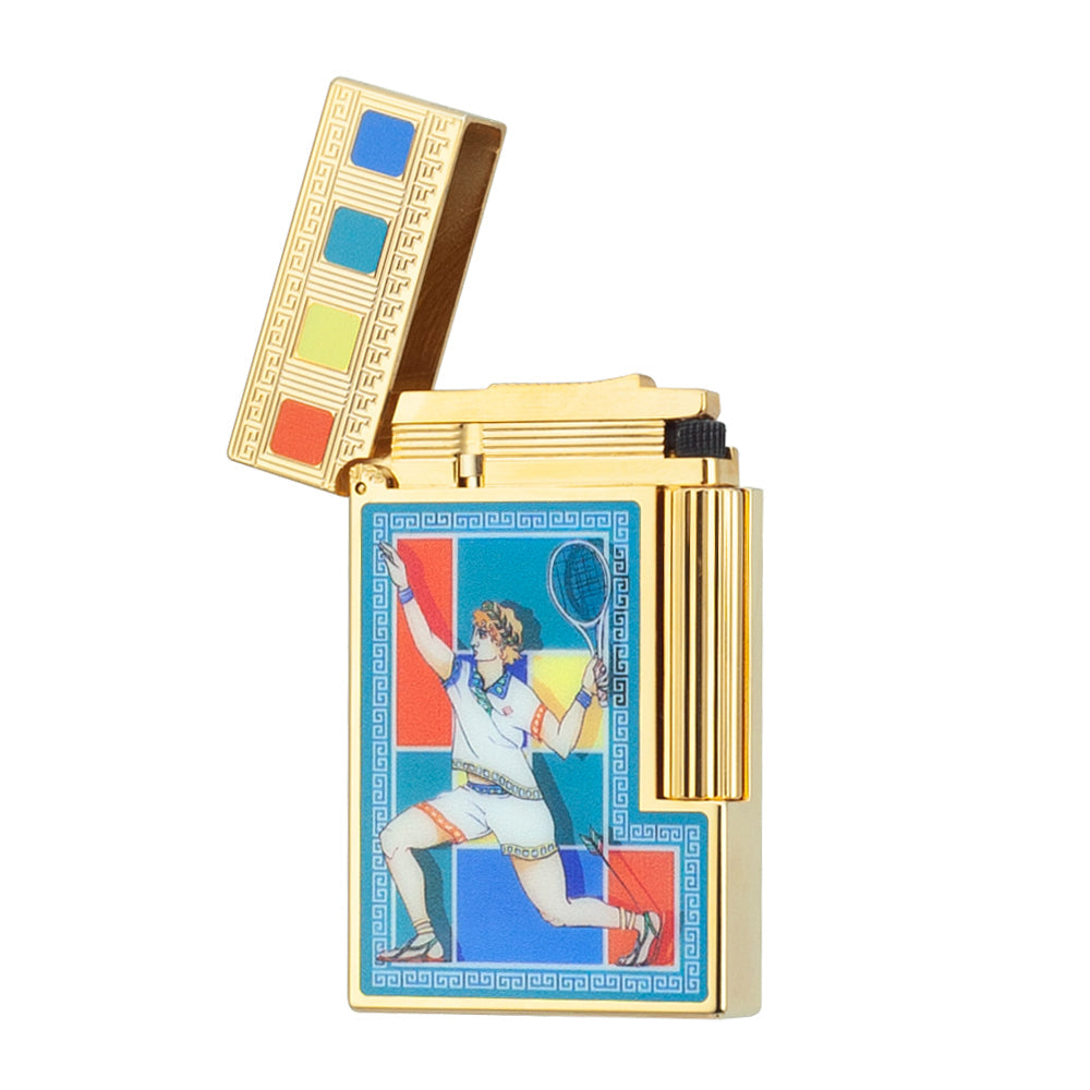 Double Flames S.T. Dupont Ligne 2 Casablanca Multicolor Mosaic Lighter - Detail View