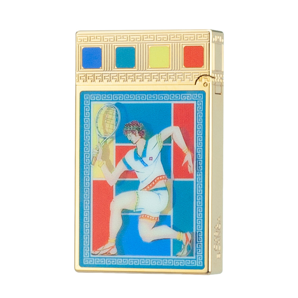 Double Flames S.T. Dupont Ligne 2 Casablanca Multicolor Mosaic Lighter - Side View