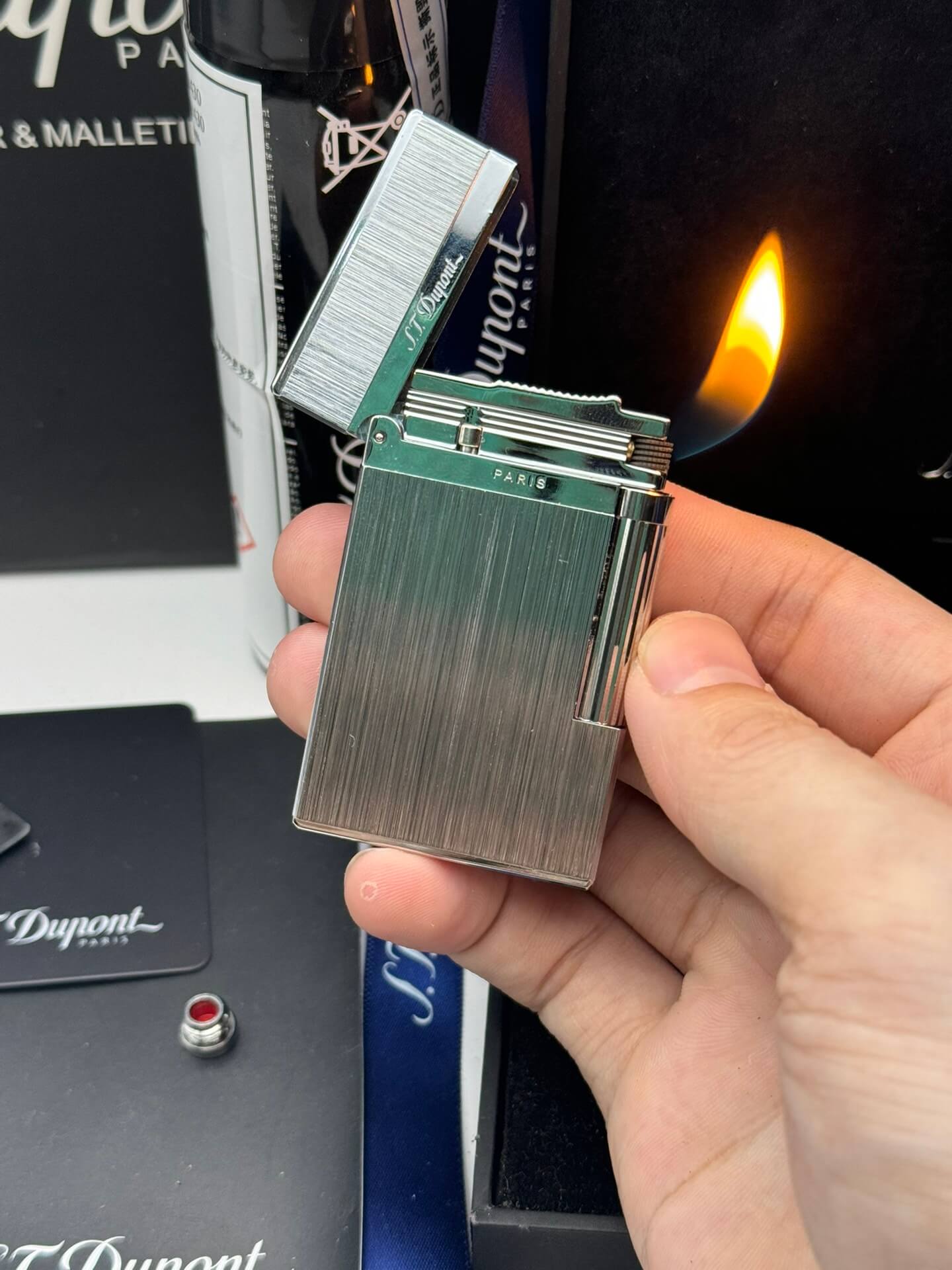 ST Dupont Ligne 2 Brushed Metal Lighter With Gift Box