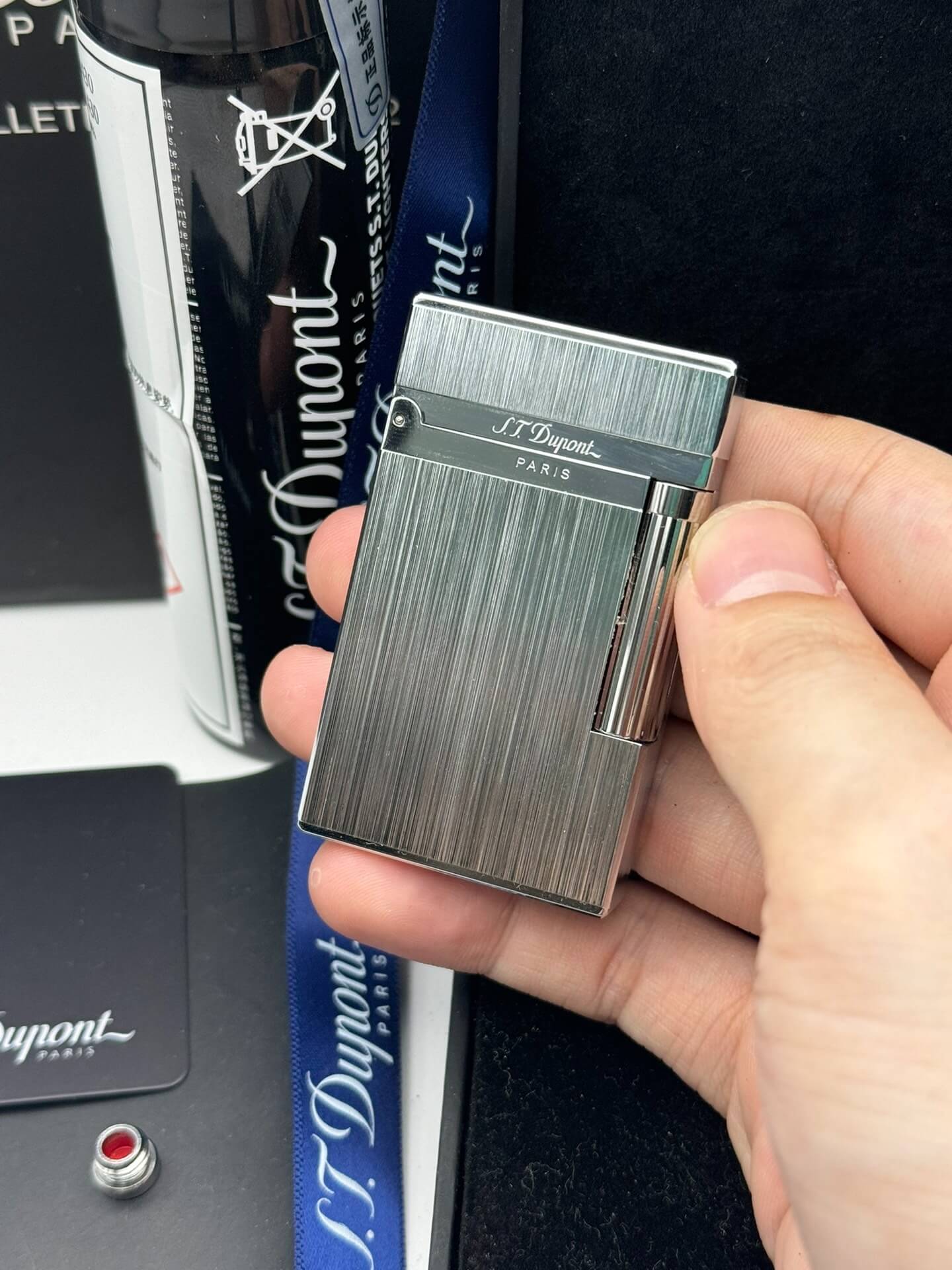 ST Dupont Ligne 2 Brushed Metal Lighter With Gift Box