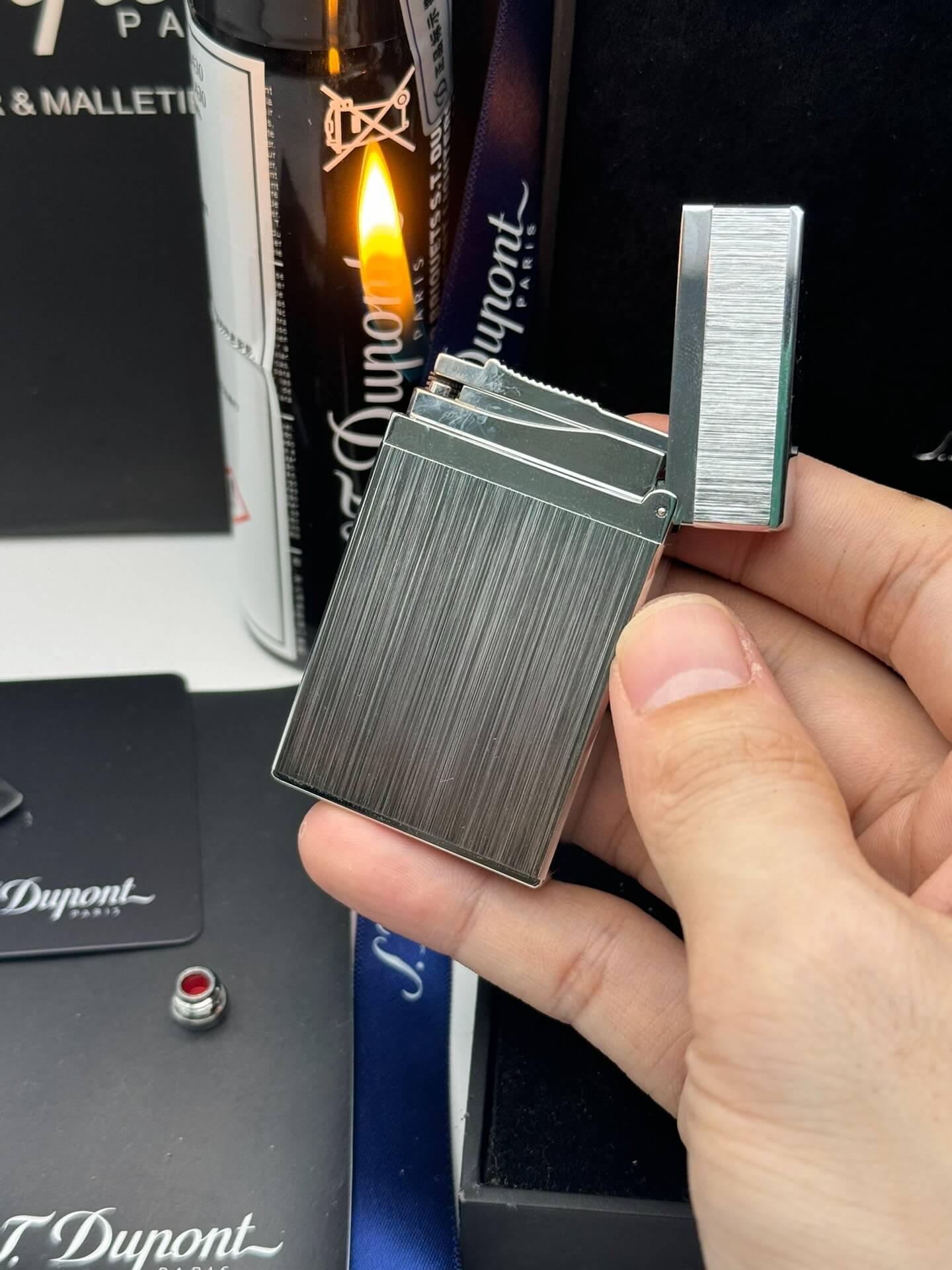 ST Dupont Ligne 2 Brushed Metal Lighter With Gift Box