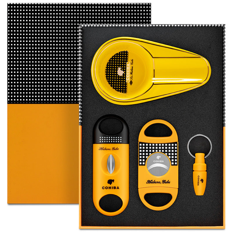 CH Yellow 4-Piece Cigar Accessory Set With Gift Box