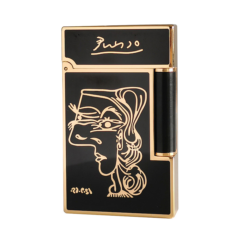 Beauty Avatar Paint S.T. Dupont Lighter Picasso Art - Black with Gold - Angle View