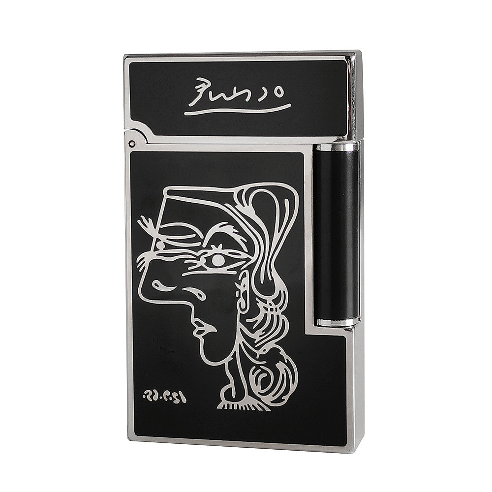 Beauty Avatar Paint S.T. Dupont Lighter Picasso Art - Black with Silver - Front View