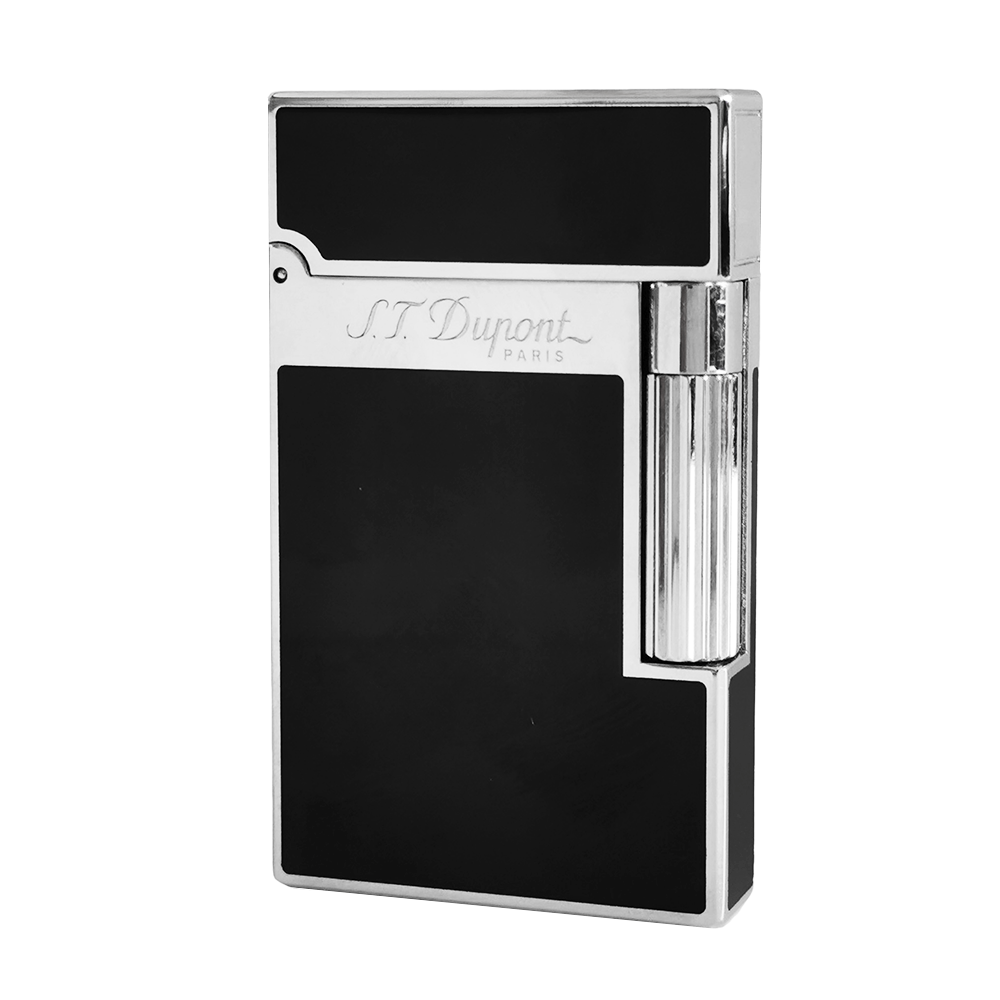Slant Fire ST Dupont Ligne 2 Lighter Black Lacquer - Side View